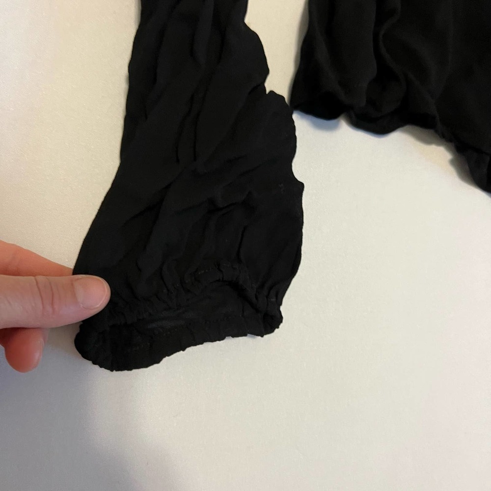 LACAUSA Black gauze wrap long sleeve top blouse S - Picture 4 of 9